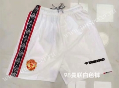 98 Retro Version Manchester United White Thailand Soccer Shorts-826