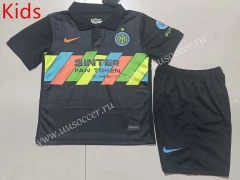 2021-2022 Inter Milan 2nd Away Black  Kids/Youth Soccer Uniform-507
