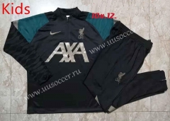 2021-2022 liverpool Black Green sleeves Kids/Youth Soccer Tracksuit-815