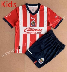 2022-23 Deportivo Guadalajara Home Red&White kids  Soccer Uniform-AY