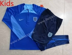 2022-23 England Blue Kids/Youth Soccer Tracksuit-815