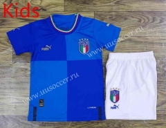 2022-23  Italy Home Blue  Kids/Youth Soccer Uniform-709