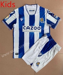 2022-23 Real Sociedad Home Blue & White Soccer kids Uniform-AY