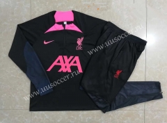 2022-23 liverpool Black Kids/Youth Soccer Tracksuit-815（pink collar）