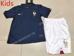 2022-23 France Home Blue Kid/Youth Soccer Uniform-507