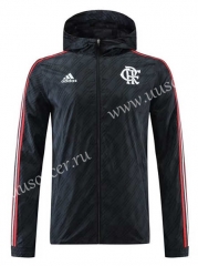 2022-23 Flamengo Black Wind Coat With Hat-4691(white logo)
