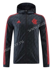 2022-23 Flamengo Black Wind Coat With Hat-4691(Red logo)