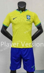 Player version 2022-23 Brazil Home Yellow Soccer Uniform-888