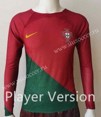 Player Version 2022-23 Portugal Home Red LS Thailand Soccer Jersey AAA-807