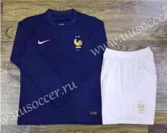 2022-23 France Home Blue LS Thailand Soccer Uniform-709