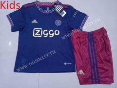 2022-23 Ajax Away Royal Blue kids Soccer Uniform-507