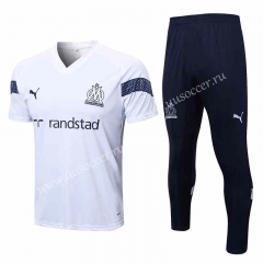 2022-23 Olympique de Marseille White Shorts Sleeve Thailand Soccer Tracksuit Uniform-815