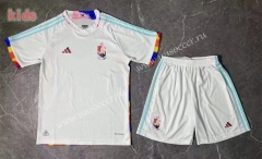 2022-23 World Cup Belgium Away White Kids  Soccer Uniform-507