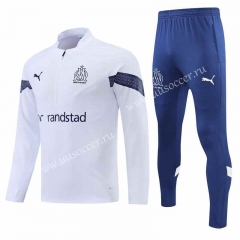 2022-23 Olympique de Marseille White Thailand Soccer Tracksuit Uniform-411