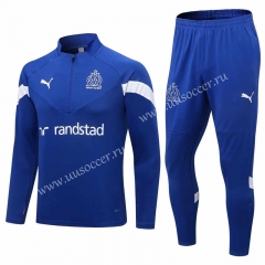 2022-23 Olympique de Marseille Royal Blue Thailand Soccer Tracksuit Uniform-411