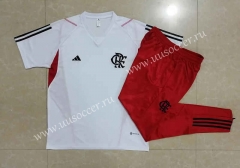 2023-24 Flamengo White Thailand Tracksuit Shorts Sleeve Uniform-815