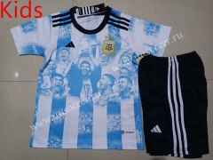 star style 2023-24 Argentina Home Blue& White Kids/Youth Soccer Uniform-507