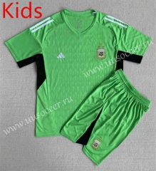 2023-24  Argentina Goalkeeper  Green Kids/Youth Soccer Uniform-AY