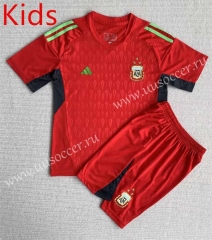 2023-24  Argentina Goalkeeper Red  Kids/Youth Soccer Uniform-AY
