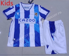 2023-24 Real Sociedad Home Blue & White Soccer kids Uniform-507