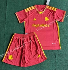 Correct Version 2023-24 Roma Home Red Soccer Uniform-8423