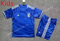 2023-24  Italy Home Blue Kids/Youth Soccer Uniform-5748