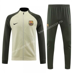 2023-24 Barcelona Light Yellow Soccer Jacket Uniform -4627