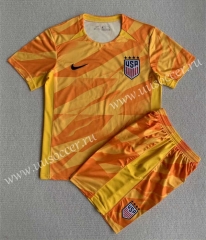 2023-24 USA Goalkeeper Orange Soccer Uniform-AY