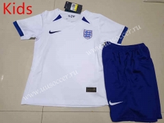 2023-24 England Home White Kids/Youth Soccer Uniform-507