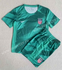 2023-24 USA Goalkeeper Green Soccer Uniform-AY