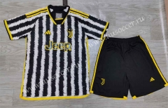Correct version 2023-24 Juventus Home White&Black  Soccer Uniform-718