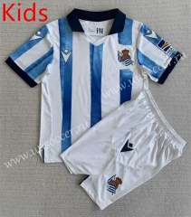 2023-24 Real Sociedad Home Blue & White Soccer kids Uniform-AY