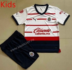 2023-24  Deportivo Guadalajara Away White kids  Soccer Uniform-912