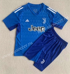 2023-24 Juventus Goalkeeper Blue Soccer Uniform-AY