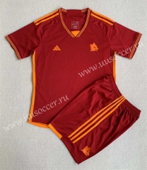 Correct Version 2023-24 Roma Home Red Soccer Uniform-AY