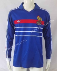 1982-84 France Home Blue Thailand Soccer Jersey AAA-503