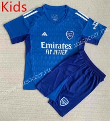 2023-24 Arsenal  Goalkeeper Blue kids  Soccer Uniform-AY