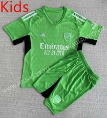 2023-24 Arsenal  Goalkeeper Green kids  Soccer Uniform-AY