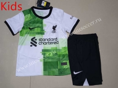 2023-24  Liverpool Away White&Green Thailand kids Soccer Uniform-507