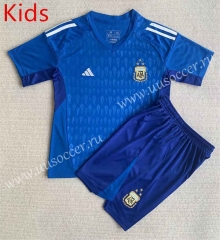2023-24  Argentina Goalkeeper Blue Kids/Youth Soccer Uniform-AY
