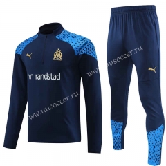2023-24 Olympique de Marseille Royal Blue Thailand Soccer Tracksuit Uniform-4627