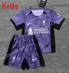 2023-2024 Liverpool 2nd Away Purple Kids/Youth Soccer Uniform-DD1