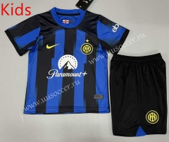 2023-2024 Inter Milan Home Blue&Black Kid/Youth Soccer Uniform-5391