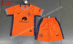 2023-2024 Inter Milan 2nd Away Orange Kid/Youth Soccer Uniform-8679