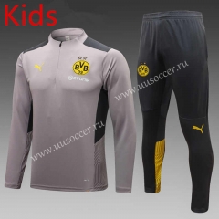 2023-2024 Borussia Dortmund Grey Kids/Youth Soccer Tracksuit-815