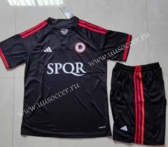 （with ads）2023-2024 Roma 2nd Away Black Soccer Uniform-718