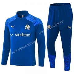 2023-2024 Olympique de Marseille Colorful BlueThailand Soccer Tracksuit Uniform-411