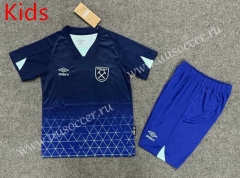 23-24 West Ham United 2nd Away Blue Kids/Youth Soccer Uniform-6748