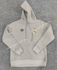 Real Madrid Grey Thailand Soccer Fleece-lined Tracksuit With Hat-CS