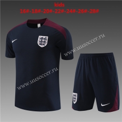 2023-24 England Royal Blue Kids/Youth Soccer Uniform-418